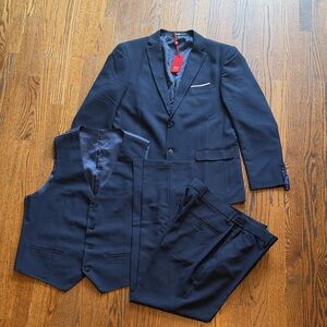 Amazon ELPA Navy Blue 3 Piece Suit Vest 42R